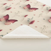 Oude lente bloemen & roze vlinder sherpa deken (3/4)