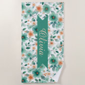 Oude Lente Groene Bloemige Gepersonaliseerde Strandlaken (Voorkant)