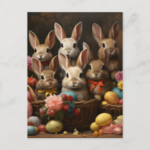 Oude Lente Pasen Eiermand Konijn Hop Feestdagenkaart