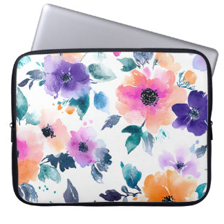 Oude lente tuinschildering waterverf bloemen laptop sleeve