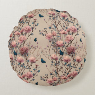 Oude lenterozen met blauwe vlinders rond kussen