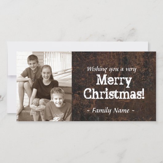 Oude Leren Foto Kerstkaart (Voorkant)