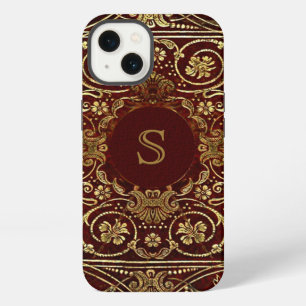 Oude leren vergulde boekomslag monogram iPhone 13 hoesje