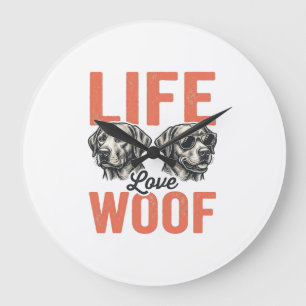 Oude Leven Liefde Woef Hond Grafisch Ontwerp_1 Grote Klok