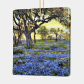 Oude levende eik- en blauwbonnenbomen keramisch ornament (Links)