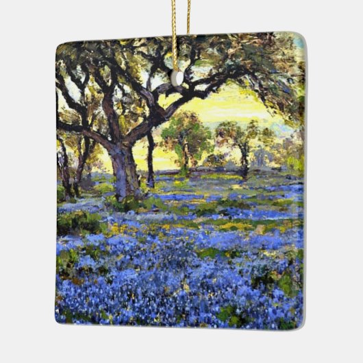 Oude levende eik- en blauwbonnenbomen keramisch ornament (Links)