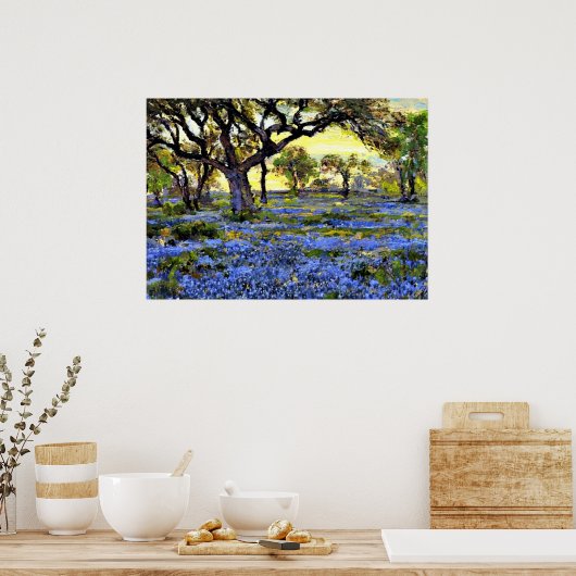 Oude levende eik- en blauwbonnenbomen - Onderdonk- Poster (Keuken)