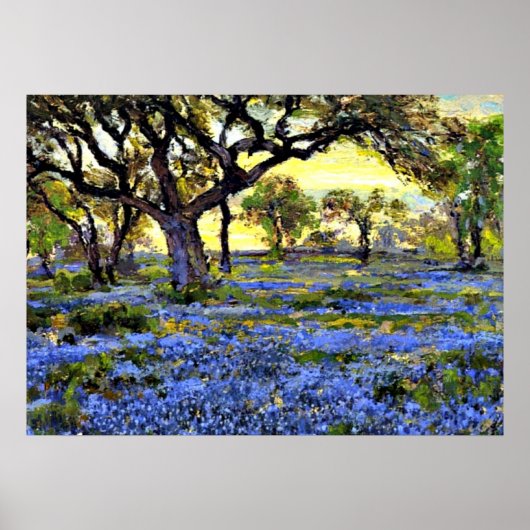 Oude levende eik- en blauwbonnenbomen - Onderdonk- Poster (Voorkant)