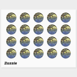 Oude levende eik- en blauwbonnenbomen - Onderdonk- Ronde Sticker