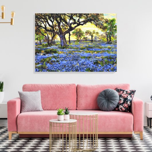 Oude levende eik- en blauwebels - Onderdonk Canvas Afdruk (Insitu (Woonkamer))