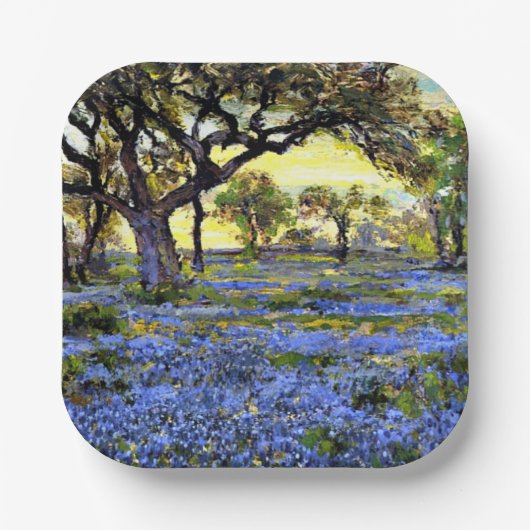 Oude levende eik- en blauwriemen papieren bordje (Voorkant)