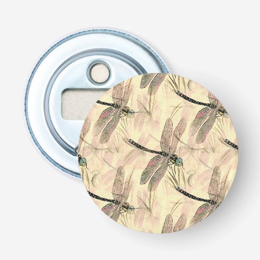 Oude Libelle Afdruk  Button Flesopener (Voorkant)