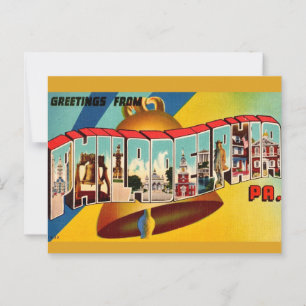 Oude Liberty Bell-ansichtkaart Briefkaart