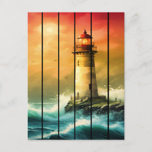 Oude Licht Huis Zee Kust Oceaan Kijk Briefkaart