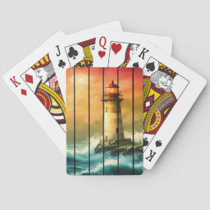 Oude Licht Huis Zee Kust Oceaan Kijk Pokerkaarten