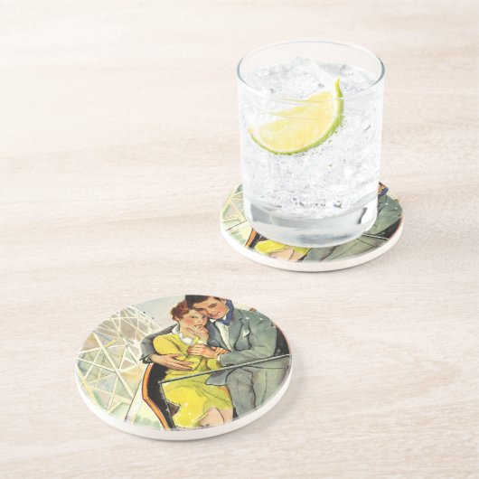 Oude liefde en romantiek, achtbaanrit zandsteen onderzetter (Zijkant)