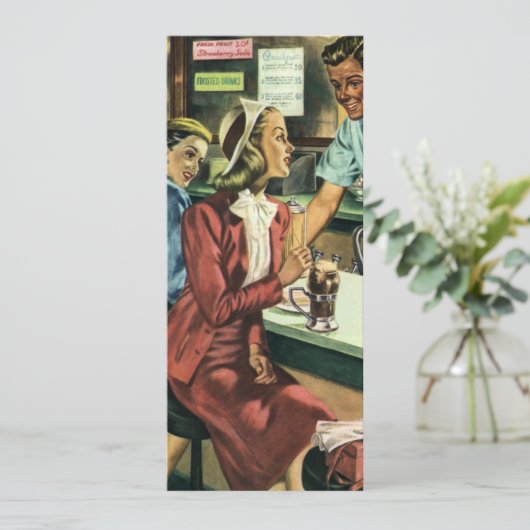 Oude liefde en romantiek, dame bij de frisdrankwin (Staand voorkant)