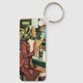 Oude liefde en romantiek, dame bij de frisdrankwin sleutelhanger (Achterkant)
