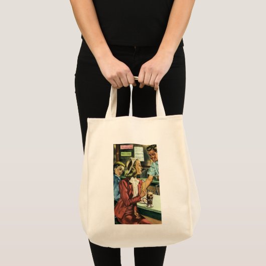 Oude liefde en romantiek, dame bij de frisdrankwin tote bag (Voorkant (product))