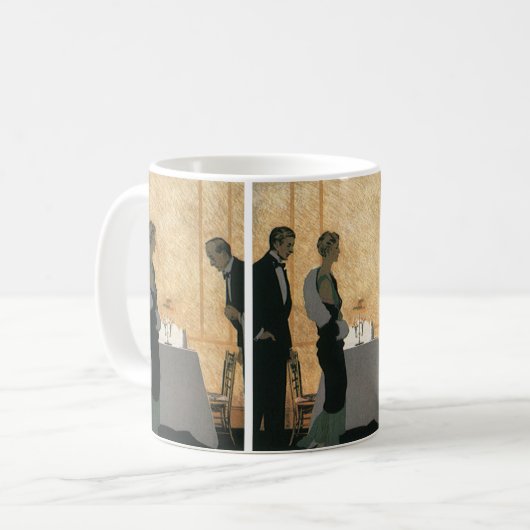 Oude liefde en romantiek, elegant diner voor stel koffiemok (Voorkant links)