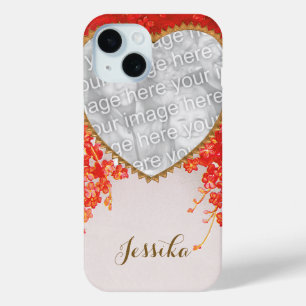 Oude liefde en romantiek, harten en bloemen iPhone 15 case