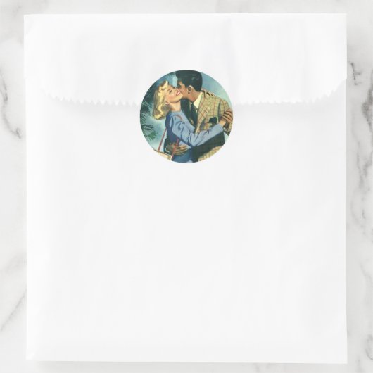 Oude liefde en romantiek, kerstdans ronde sticker (Tas)