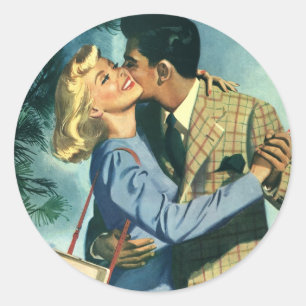 Oude liefde en romantiek, kerstdans ronde sticker