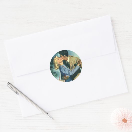 Oude liefde en romantiek, kerstdans ronde sticker (Envelop)