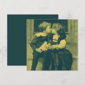Oude liefde en romantiek, kinderen kussen uitnodig kaart (Voorkant / Achterkant)