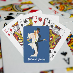 Oude liefde en romantiek, modern bruidspaar pokerkaarten