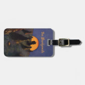 Oude liefde en romantiek, oogstmaan kus bagagelabel (Voorkant horizontaal)