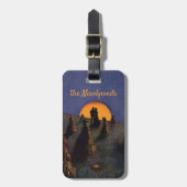 Oude liefde en romantiek, oogstmaan kus bagagelabel (Voorkant verticaal)