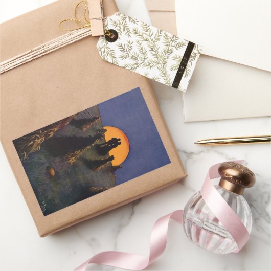 Oude liefde en romantiek, oogstmaan kus rechthoekige sticker (Geschenken)