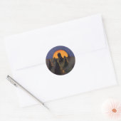 Oude liefde en romantiek, oogstmaan kus ronde sticker (Envelop)