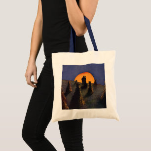 Oude liefde en romantiek, oogstmaan kus tote bag