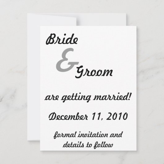 Oude liefde en romantiek, pasgehuwden bewaren de d save the date (Achterkant)