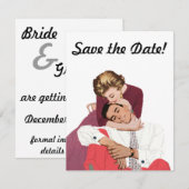 Oude liefde en romantiek, pasgehuwden bewaren de d save the date (Voorkant / Achterkant)