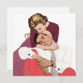 Oude liefde en romantiek, pasgetrouwden in roze aankondiging (Voorkant / Achterkant)