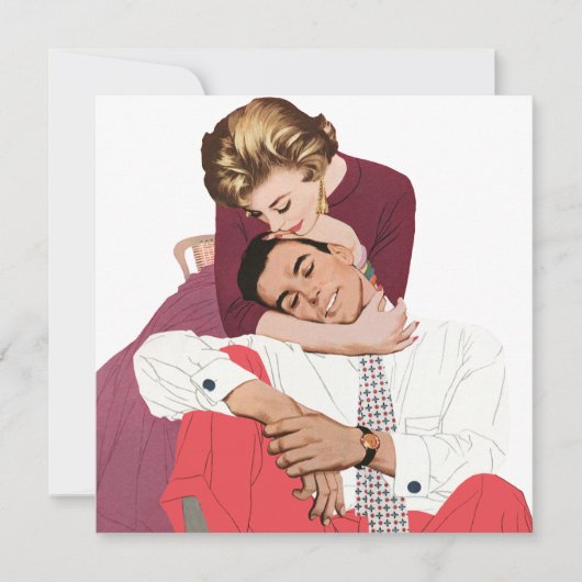 Oude liefde en romantiek, pasgetrouwden in roze aankondiging (Voorkant)