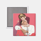 Oude liefde en romantiek, pasgetrouwden in roze magneet (Voorkant / Achterkant)