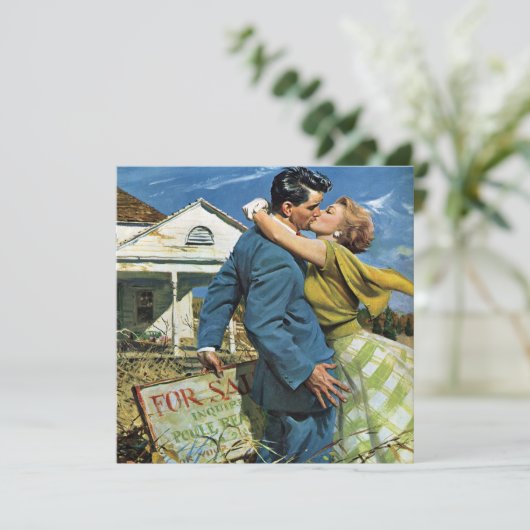 Oude liefde en romantiek pasgetrouwden kopen eerst aankondiging (Staand voorkant)