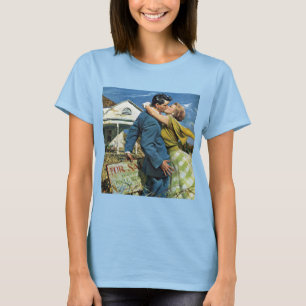 Oude liefde en romantiek pasgetrouwden kopen eerst t-shirt