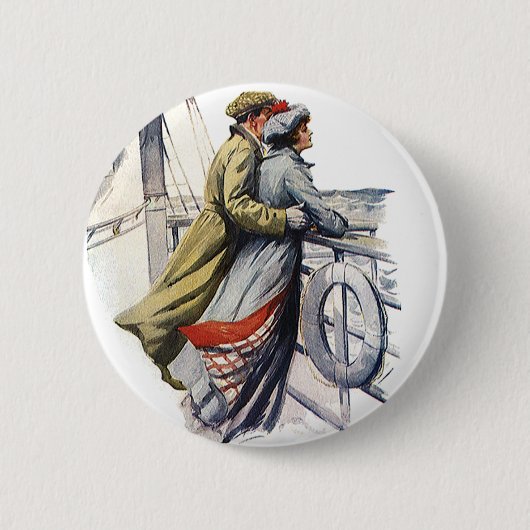 Oude liefde en romantiek, pasgetrouwden op cruises ronde button 5,7 cm (Voorkant)