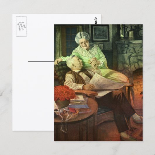 Oude liefde en romantiek; romantische grootouders briefkaart (Voorkant / Achterkant)
