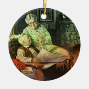 Oude liefde en romantiek; romantische grootouders keramisch ornament