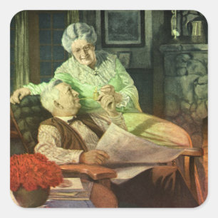 Oude liefde en romantiek; romantische grootouders vierkante sticker