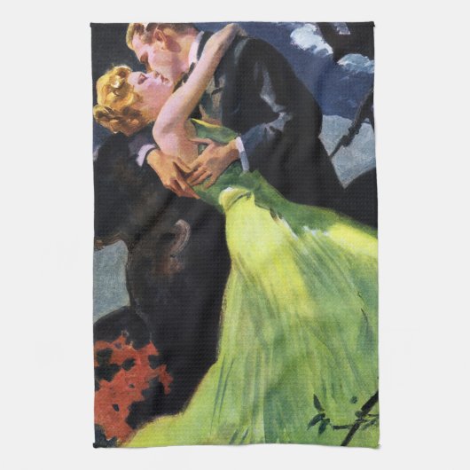 Oude liefde en romantiek, romantische kus theedoek (Verticaal)