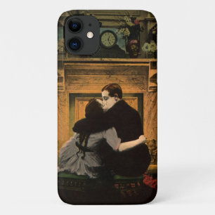 Oude liefde en romantiek, romantische open haard k iPhone 11 hoesje