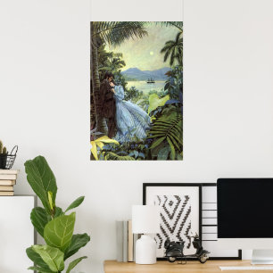 Oude liefde en romantiek, romantische tropische ki poster