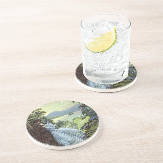 Oude liefde en romantiek, romantische tropische ki zandsteen onderzetter (Zijkant)